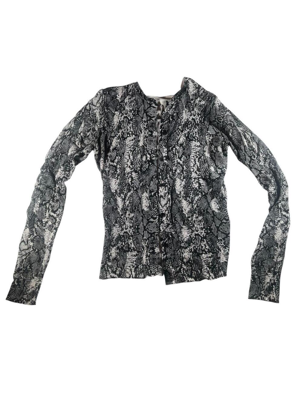 Caché Snakeskin Print Button Front Cardigan